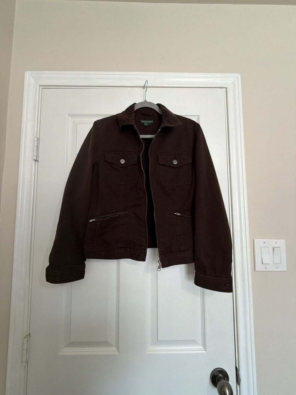 Lauren Jeans Company Ralph Lauren Brown Denim Zip-Up Utility Jacket